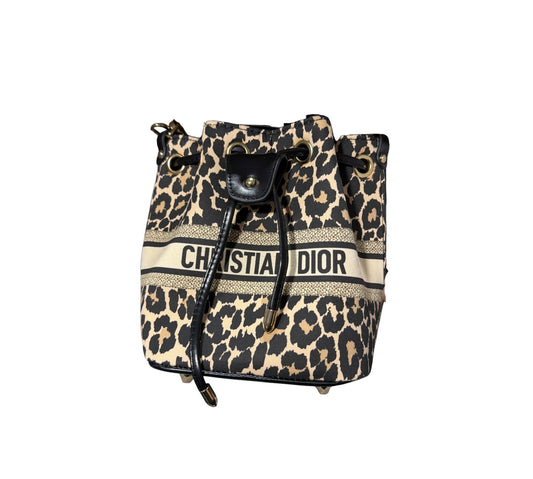 Christian Dior leopard print VIP gift drawstring bucket bag