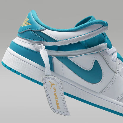Jordan 1 Low FlyEase Blanco Aquatone Celestial Dorado