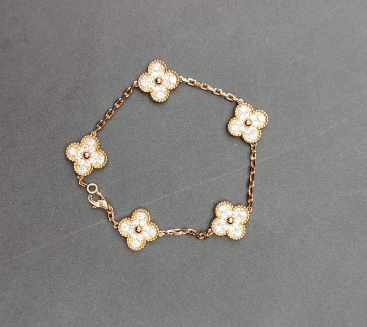 Pulsos Van Cleef plata 925 con baño de oro 18k