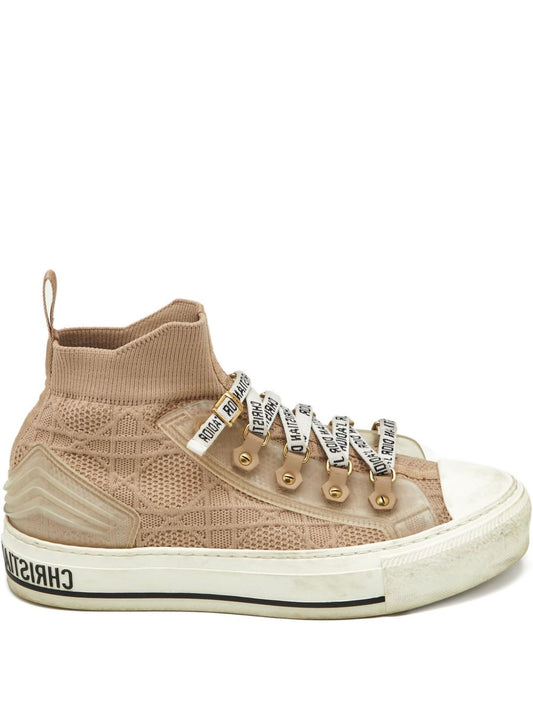 Walk'n'Dior High Top Sneakers in Nude Technical Mesh