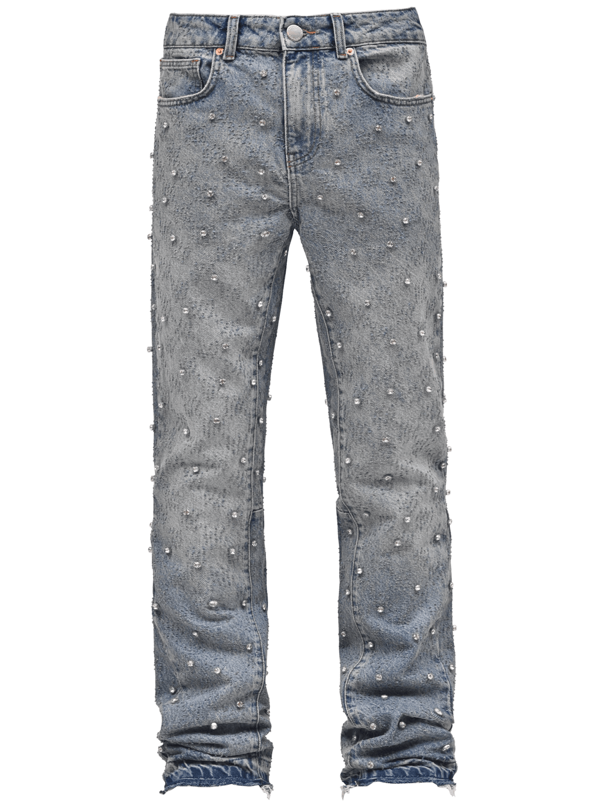 REPUTATION RHINESTONE FLARE DENIM JEANS
